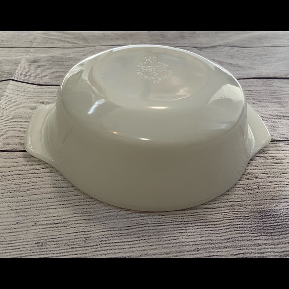 Vintage Anchor Hocking Fire King  1 QT Glass Dish Vegetable Print White Green - Picture 4 of 8